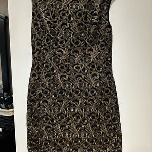 Elegant Black and Gold Lace Dress